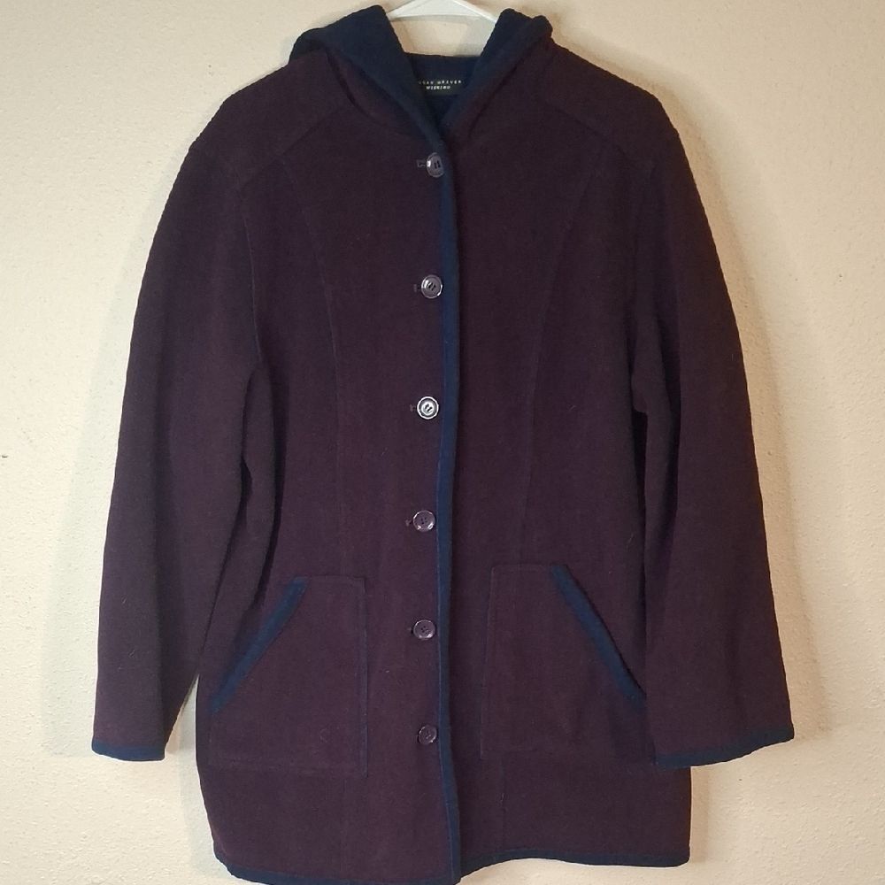Susan Graver Women's Purple Hooded Coat size large